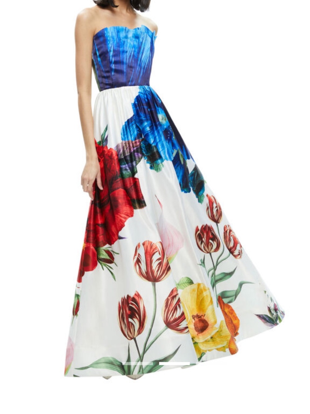 Floral Print Strapless Maxi Skirt - Multicolor